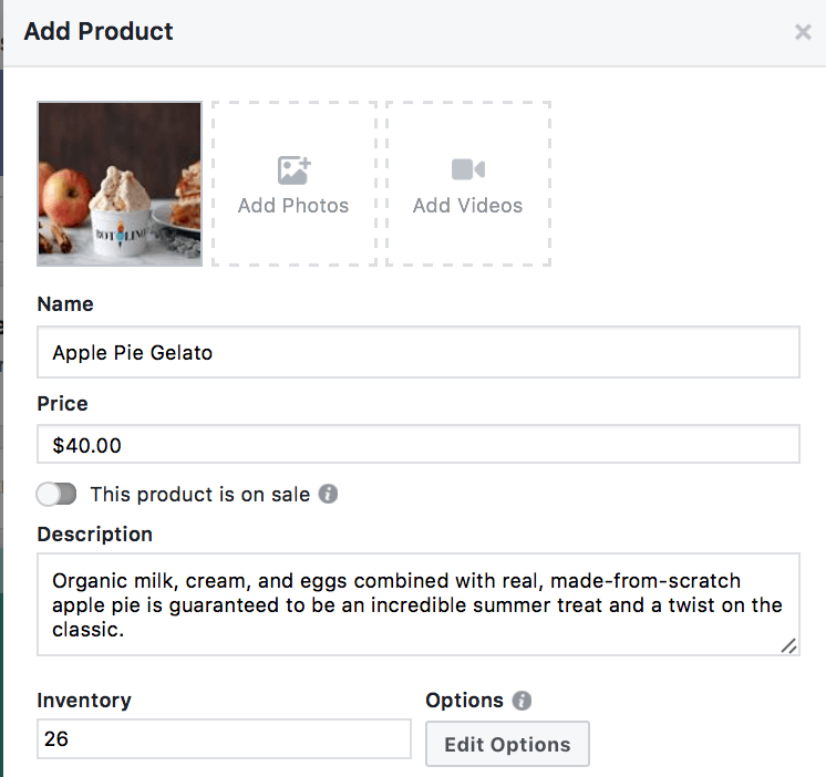 Add Product on Facebook Shop