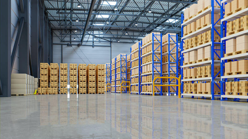 interior warehouse logistic center 3d rendering