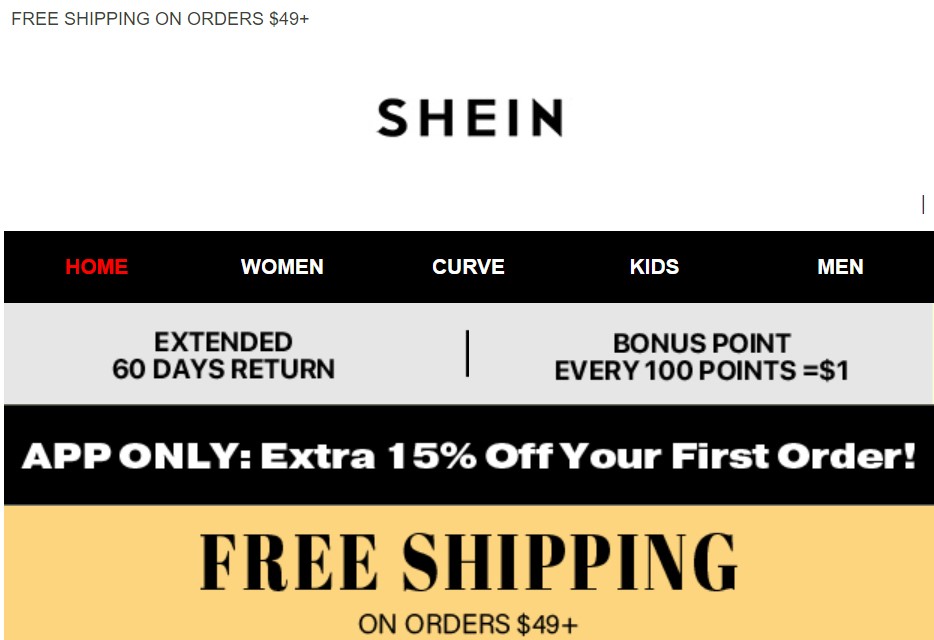 SHEIN shipping